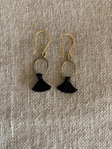 Tassel Black & Brass Earrings