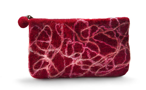 Felt Wallet- Red Squiggly