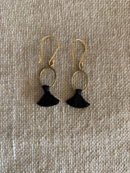 Tassel Black & Brass Earrings