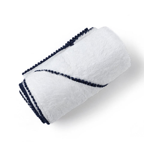 Navy Bamboo Pom Pom Hooded Towel